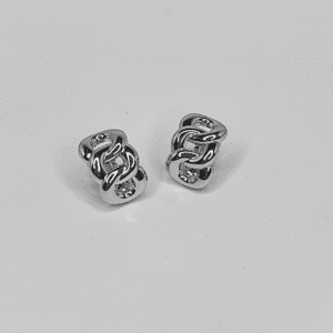 Silver colored rhodium chain designed studs from tinklehoops