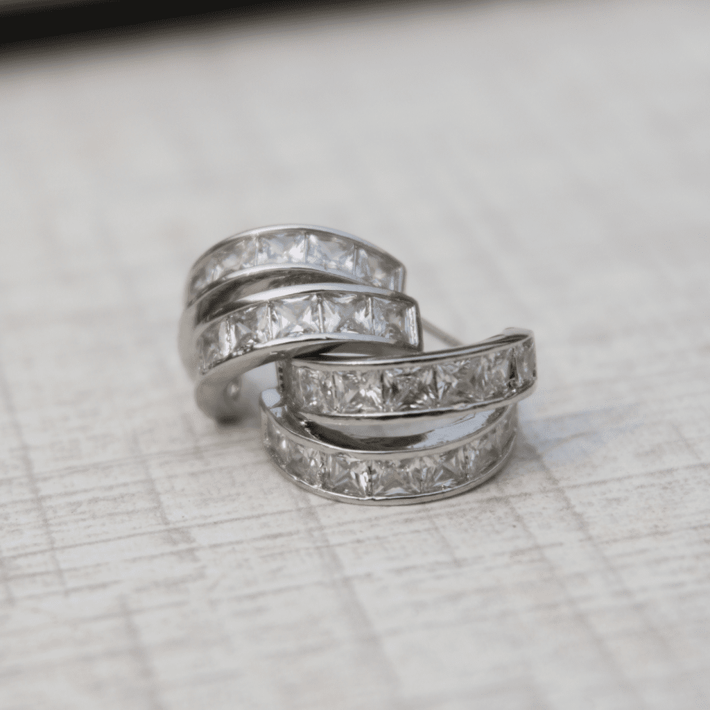 Silver layered Rhodium hoop earrings