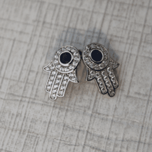 Blue stonned silver earring studs-Rhodium Finish