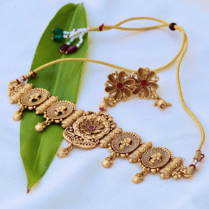 Antique gold temple necklace set