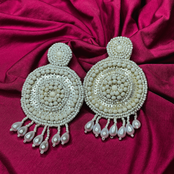 white beaded summer earrings for girls