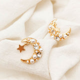 Moon star gold palted earrings