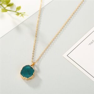 blue stone pendant necklace set