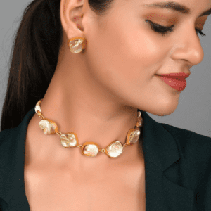 Monalisa Stone necklace with studs from tinklehoops