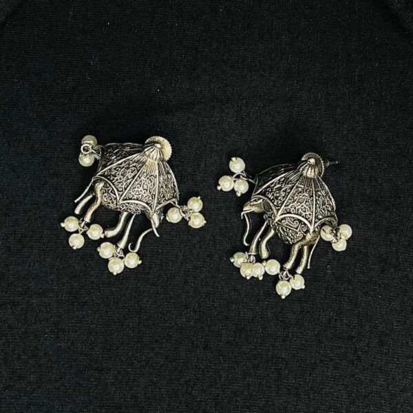 Elephant designed oxidised earrings