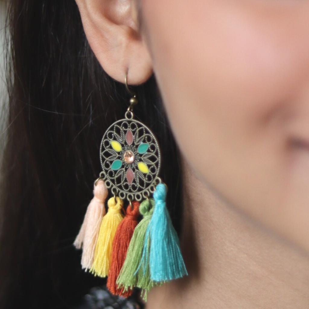 Bohemian Tassel Drop Earrings | Fan Fringe for Women Boho Tassel Dangle  Jewelry – Desert Citizen Jewelry