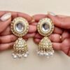 Off-White Kundan Jhumki Earrings