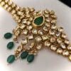 Gold Necklace Set with Green Stones