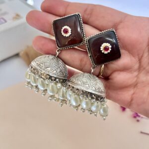 Oxidised jhumka earrings