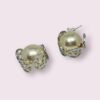 Big pearl silver hoops earrings