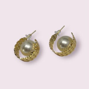 Gold plated big pearls earrings for women