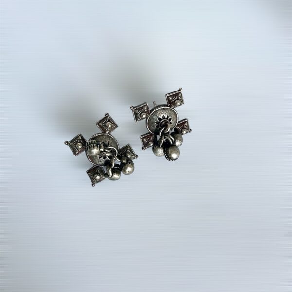 Designer Square Oxidised Studs with intricate detailing, showcasing modern and elegant style.