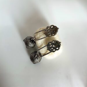 Bell Shaped Silver Oxidised Earrings with intricate detailing and elegant design, perfect for ethnic and festive wear