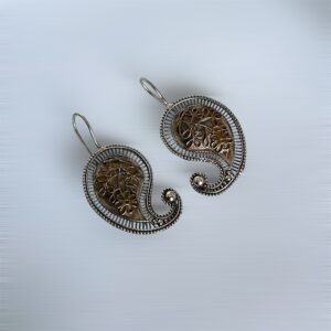 Curvy Designer Oxidised Hooks Earrings with intricate detailing and smooth finish.