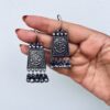 Hook style oxidised silver earrings for women under ₹100