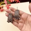 Hook style oxidised silver earrings for women under ₹100