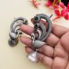 oxidised peacock ear cuff for women with antique silver finish
