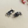 Oxidised silver peacock stud earrings for women, budget ethnic jewelry under ₹100