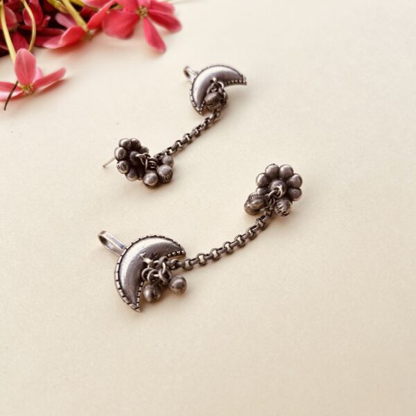 oxidised chain ear cuffs for women with jhumki traditional boho earrings for festive look