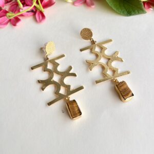 Handmade Brass Stone Statement Earrings Under ₹300 – Elegant & Unique