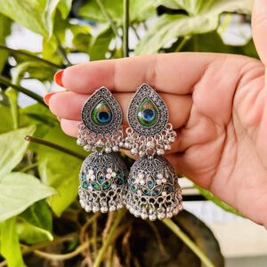 Elegant Peacock Design Jhumka Earrings – Under ₹200
