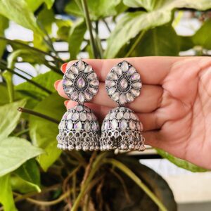 Silver Oxidised Jhumka Earrings for Women – Under ₹200