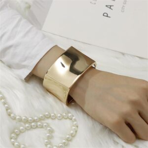 Anti tarnish broad gold bracelet for women – Minimal Statement Wear