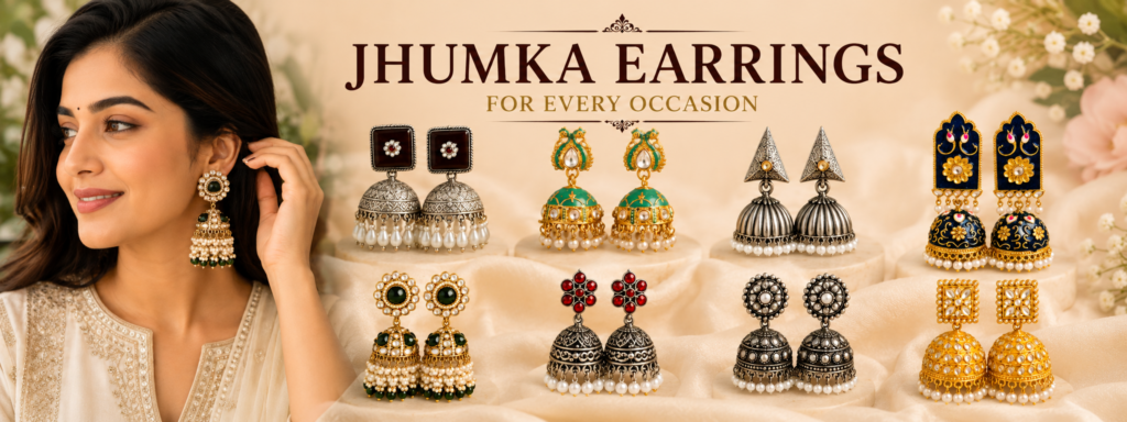 Featured image showcasing stylish jhumka earrings for every occasion with traditional and modern designs from Tinklehoops collection