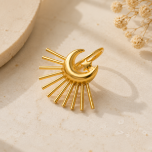 Gold Celestial Ear Cuff | Moon, Star & Sunray No Piercing Earring
